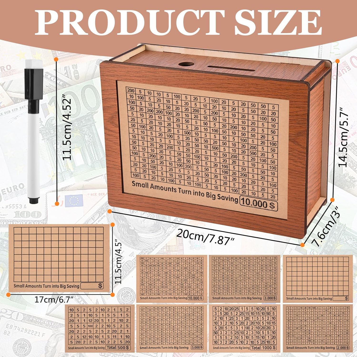 Wooden Money Saving Box with Counter H190