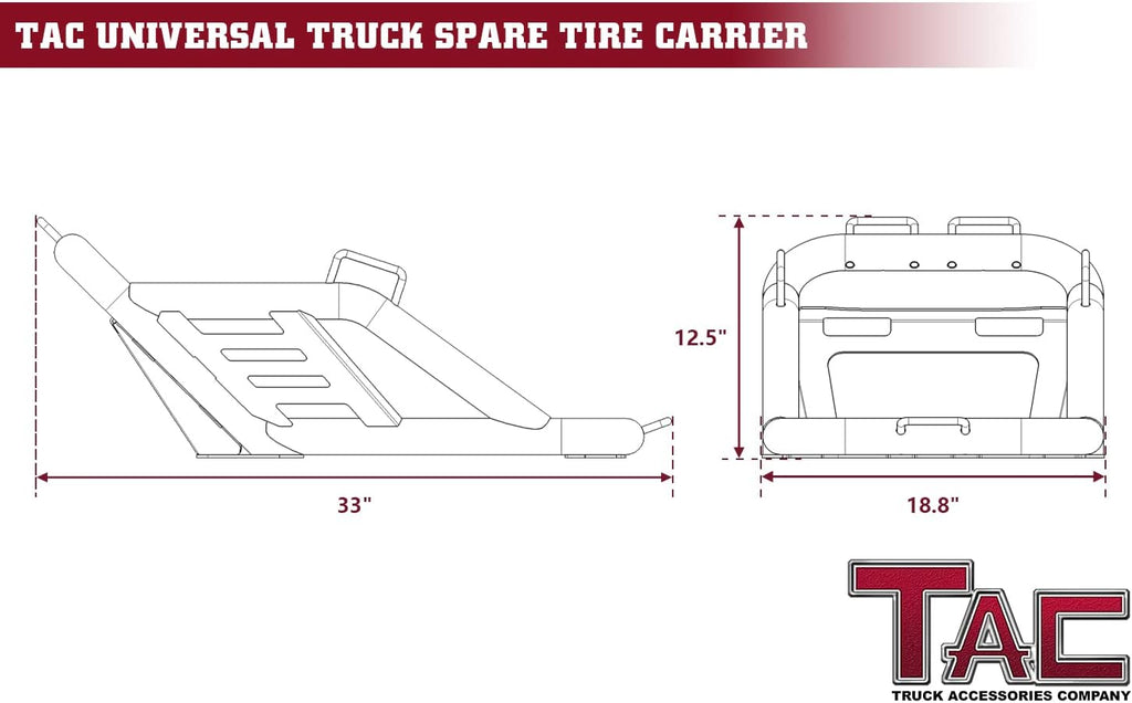Fine Textured Black Universal Spare Tire Carrier for 40 inch Tire H704