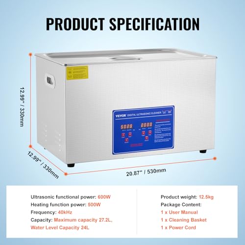 30L Industrial Ultrasonic Cleaner with Digital Timer Heater 40kHz 1100W U500