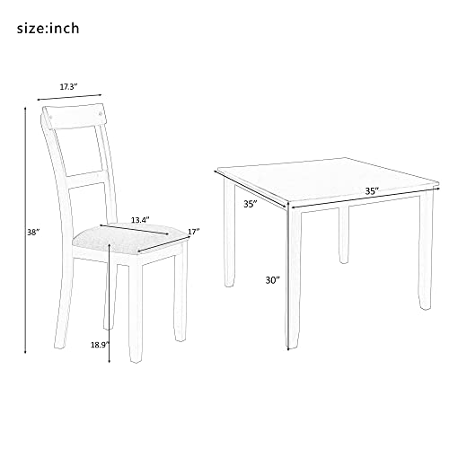 5-Piece Espresso Dining Table Set with Upholstered Chairs Z555
