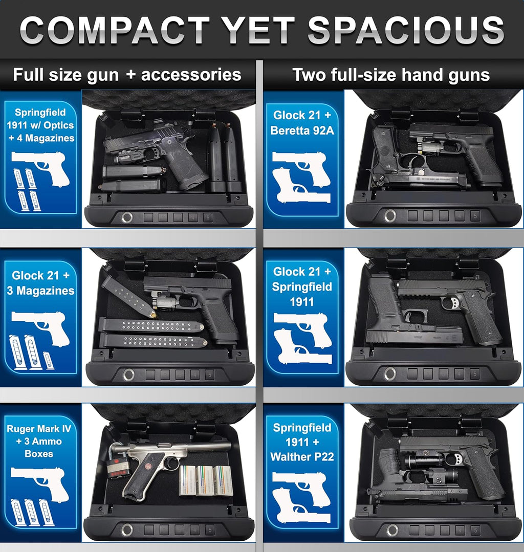 Biometric Gun Safe for Handgun with Fingerprint Reader, PIN Keypad and Folding Key V4728