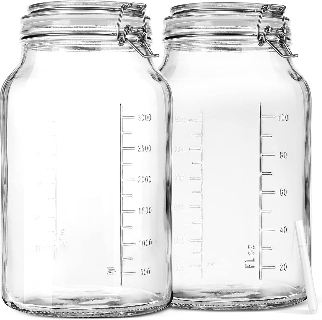 2 Pack 1 Gallon Glass Storage Jars with Airtight Lids T734765