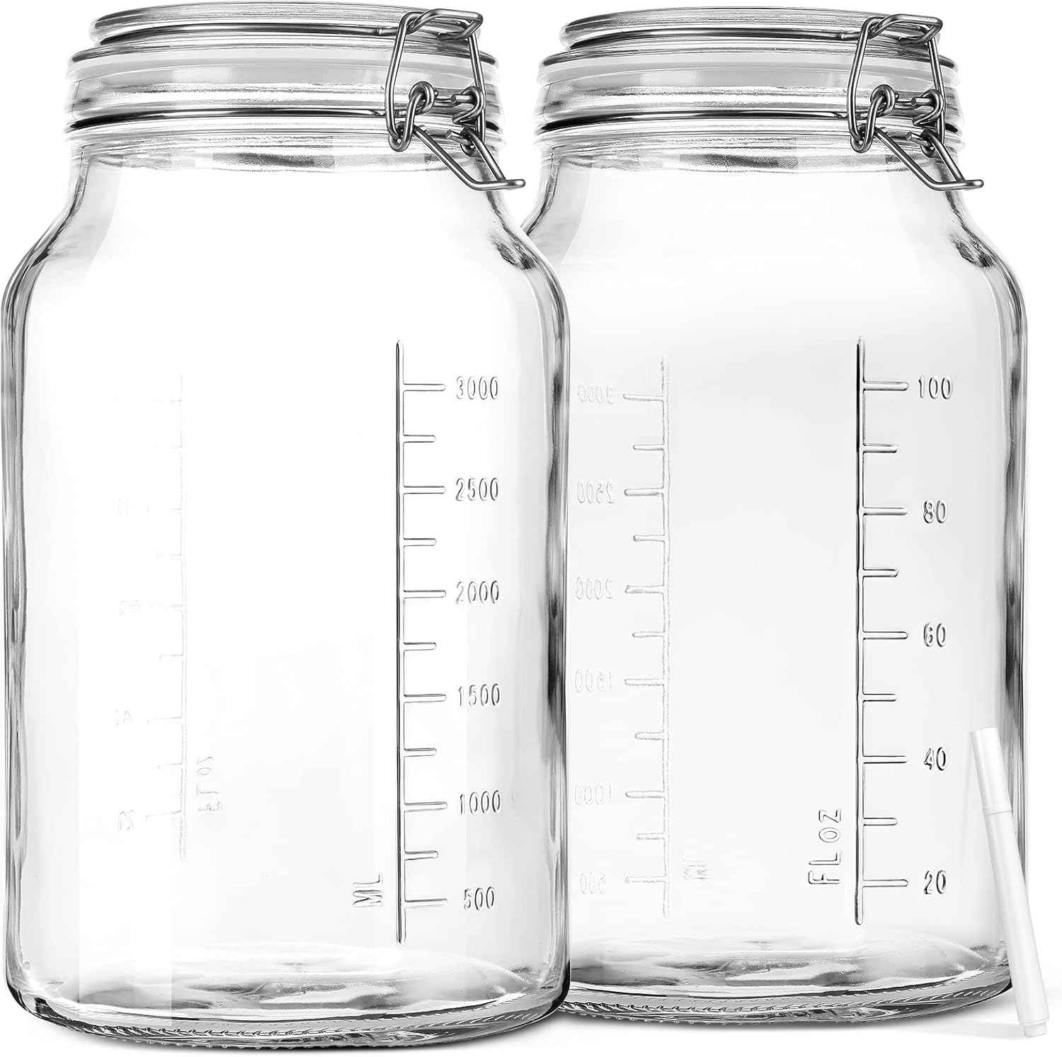 2 Pack 1 Gallon Glass Storage Jars with Airtight Lids T734765