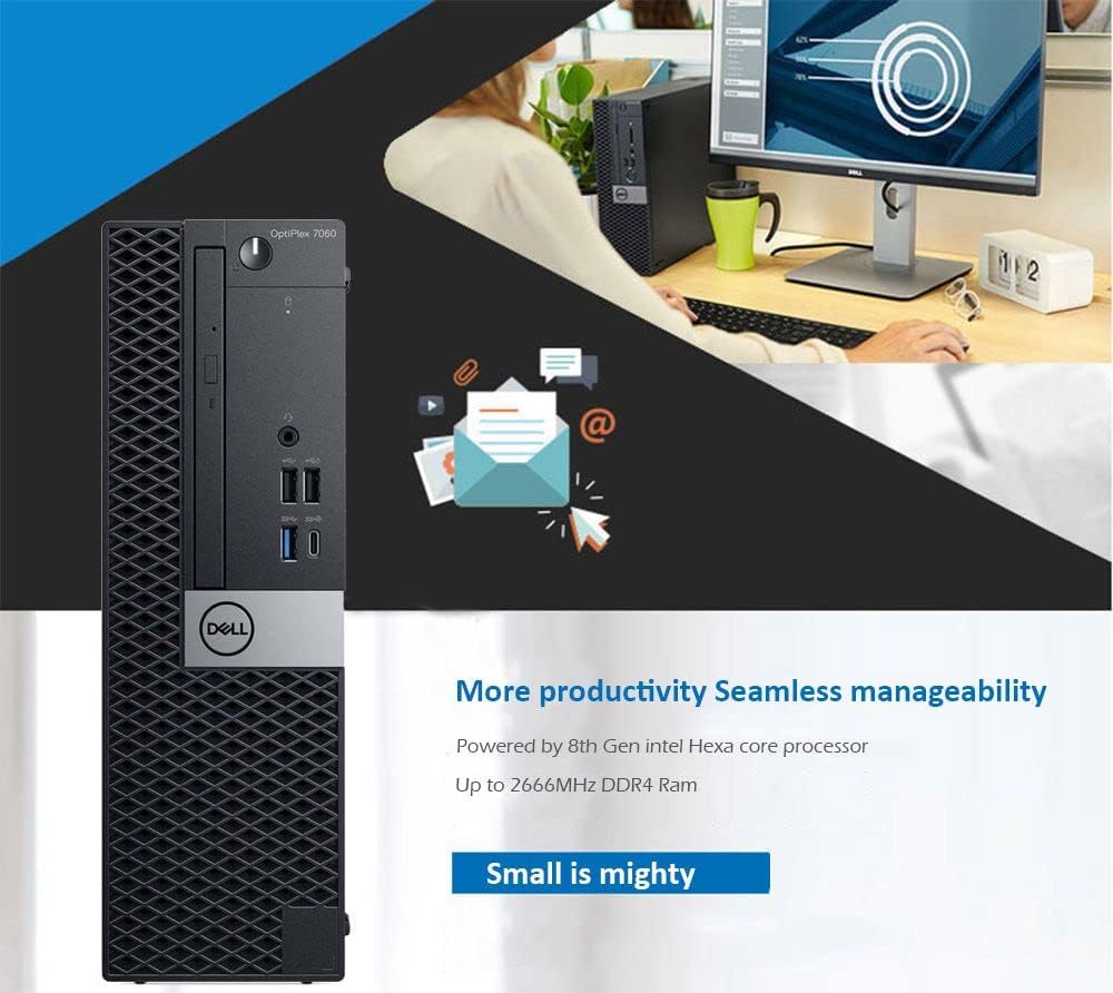 Dell Optiplex 7060 SFF Desktop Computer PC Intel 8th Gen i7-8700 16GB DDR4 Ram 512GB NVMe M.2 SSD Windows 11 Pro Wireless Keyboard & Mouse A40964