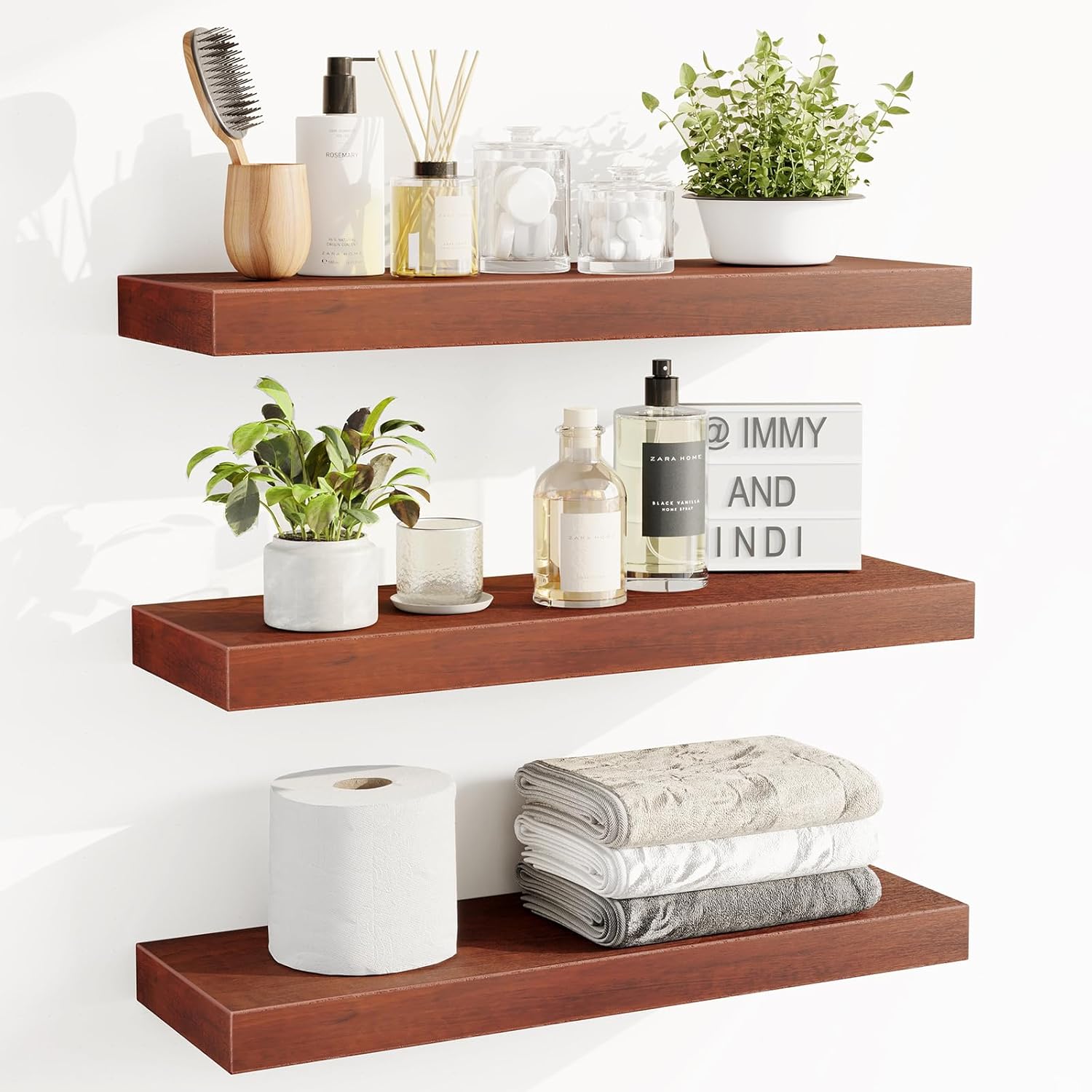 3 Pack Wall Mounted Shelves (Walnut) R144