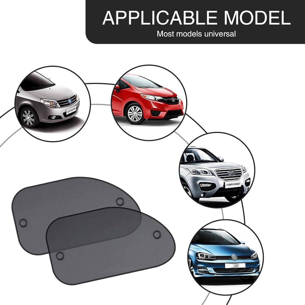 2 PCS 25.59" x 14.96" Black Breathable Mesh Car Window Sun Shade T268834