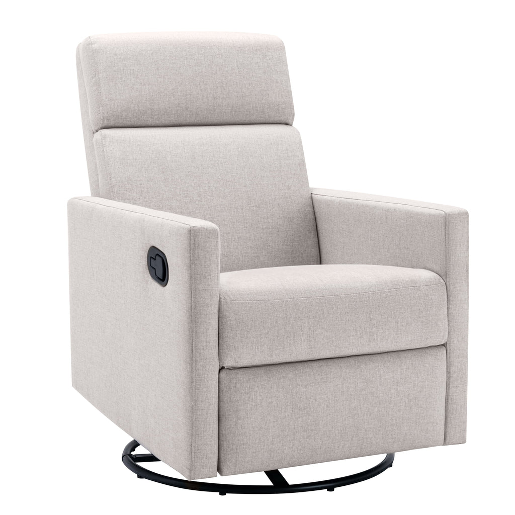 Tan Upholstered Fabric Swivel Rocker Recliner Chair S79977