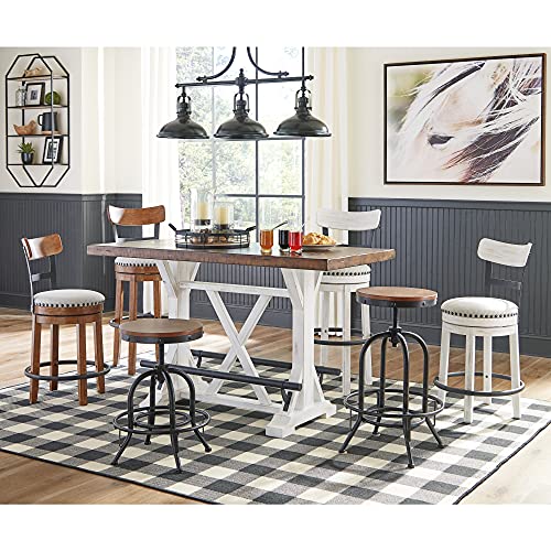 Rustic Farmhouse Counter Height Dining Table, Brown & White B79205
