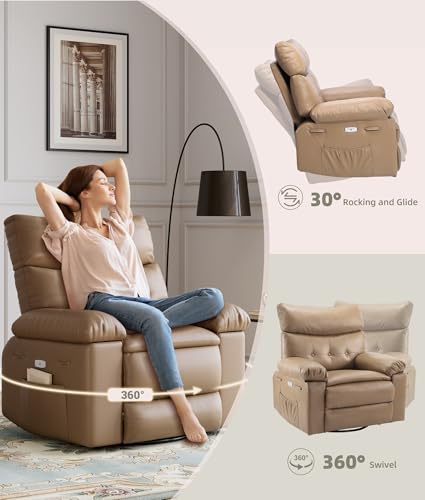 Electric Swivel Massage Chair with Vibration and Heating, PU Leather Single Sofa Z499877