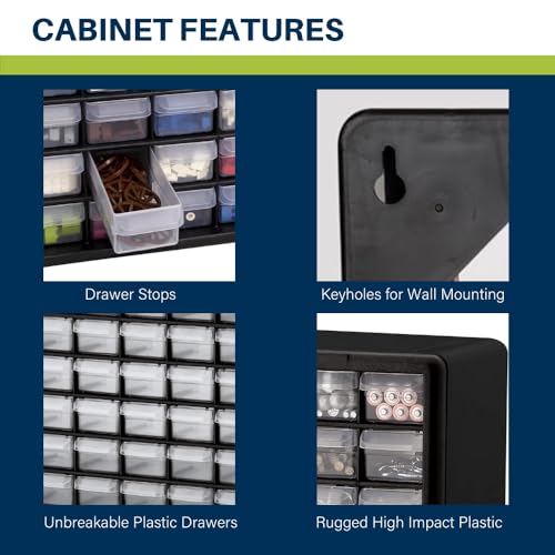 24-Drawer Plastic Drawer Storage Cabinet Black U1637