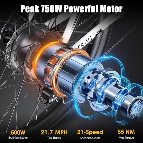 26" Electric Mountain Bike with 48V 374.4WH Battery, 21 Speed O5951