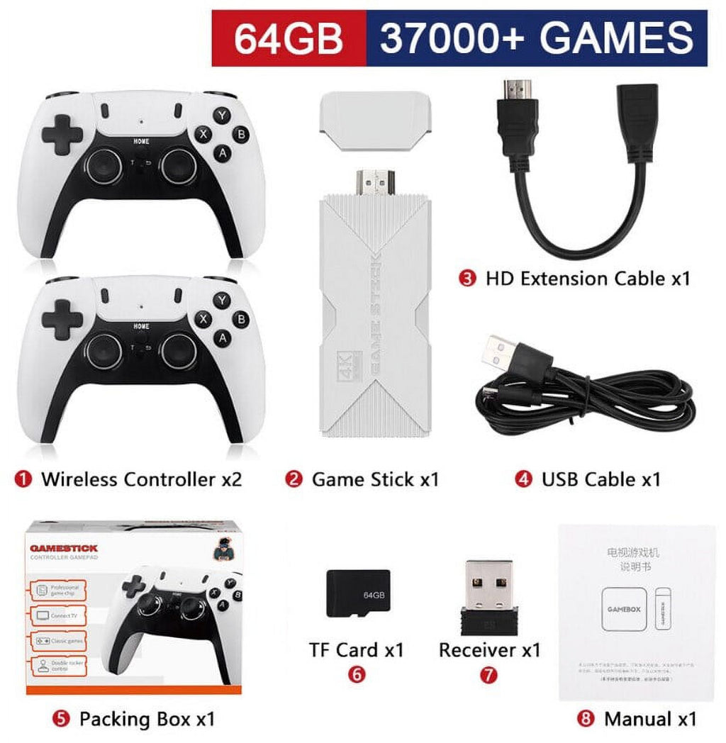 64G 4K HDMI Video Game Console with 2 Wireless Controllers D172218