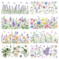 10 Pcs Botanical Flower Rub on Transfer Stickers C949531