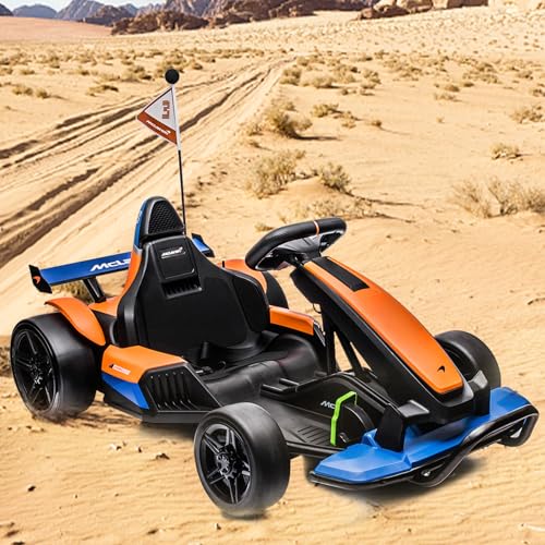 24V Electric Go Kart for Kids, Licensed Battery Powered Drift Racing Go Kart, 7.5 MPH Drift Kart with 400W Motor, Kids Race Pedal Go Karting Car with Damping System, Seat Belt L897608