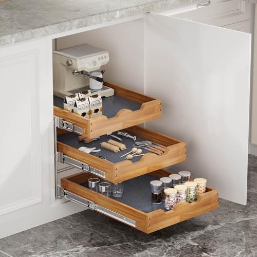 2 Tier Pull Out Wood Cabinet Organizer X832218