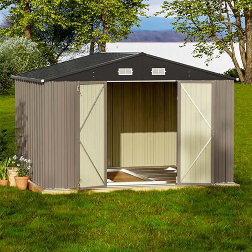 Brown Metal Outdoor Storage Shed V79319