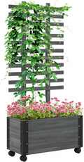 Gray Raised Garden Bed with Trellis Y85136