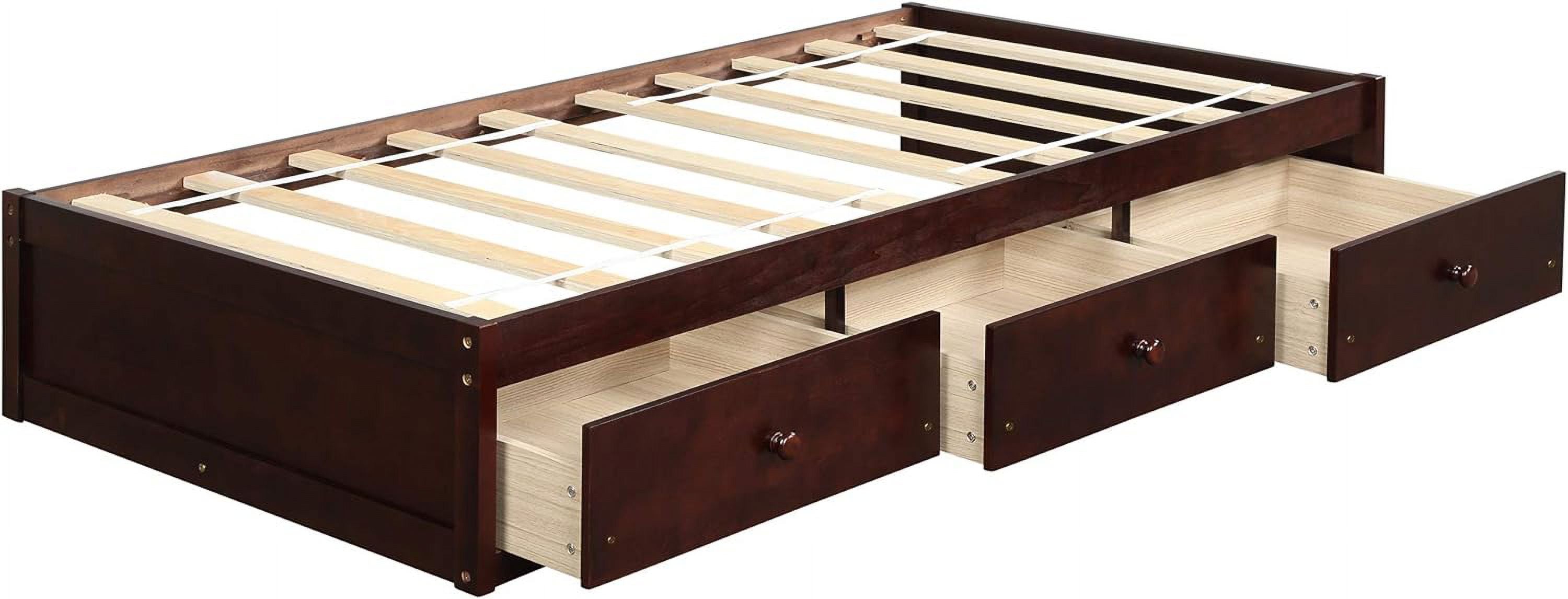 Cherry Wood Platform Bed Frame With 3 Drawers A9963