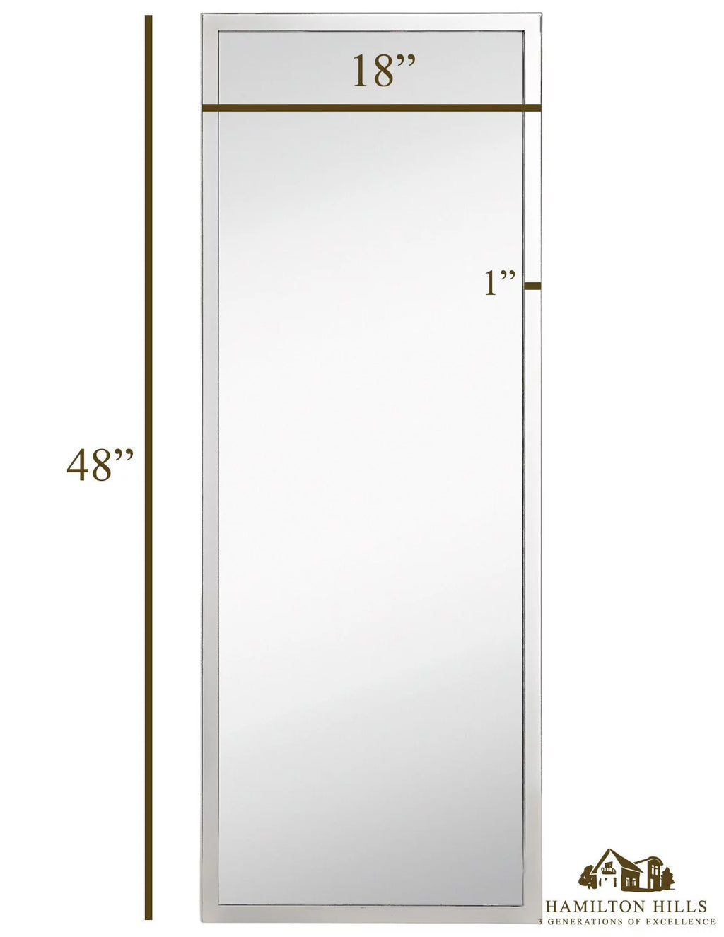Polished Stainless Metal Silver Rectangle Full Length Wall Mirror (18" x 48") D75991
