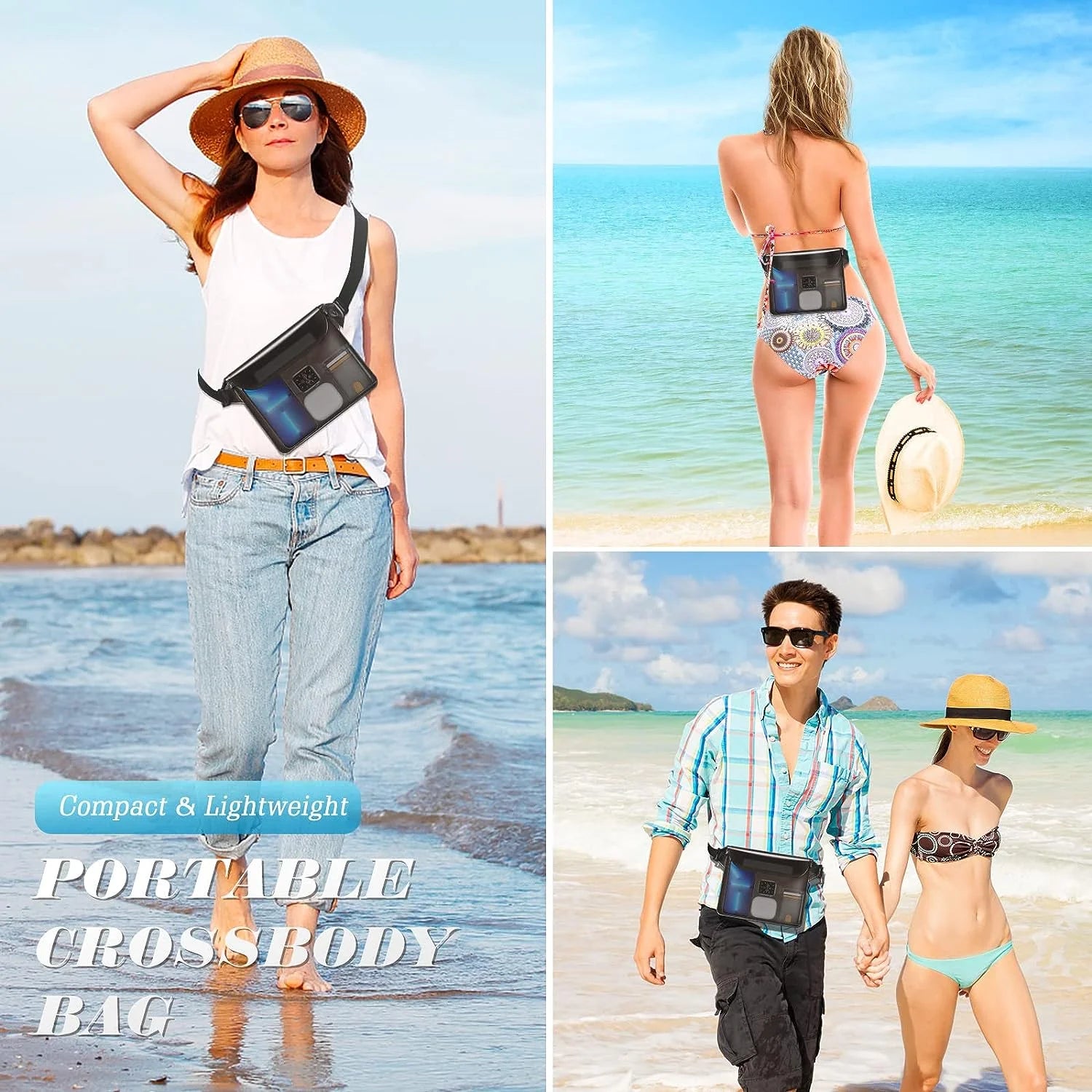 Black+White 2Pack Waterproof Pouch with Waist Strap J2188
