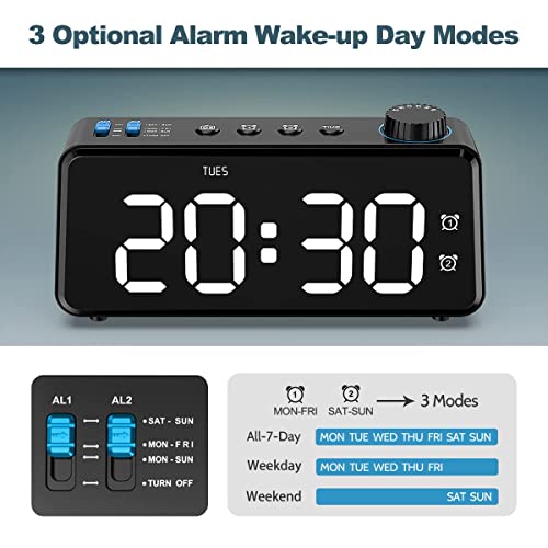 6.5'' Large Display Digital FM Radio Alarm Clock with USB Charging Port O6135