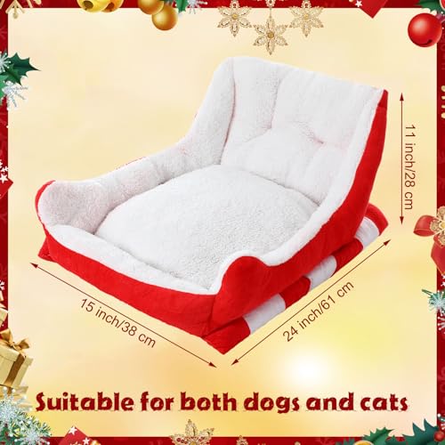 Red White 24x15x11 Inch Plush Synthetic Fur Christmas Dog Bed K9151