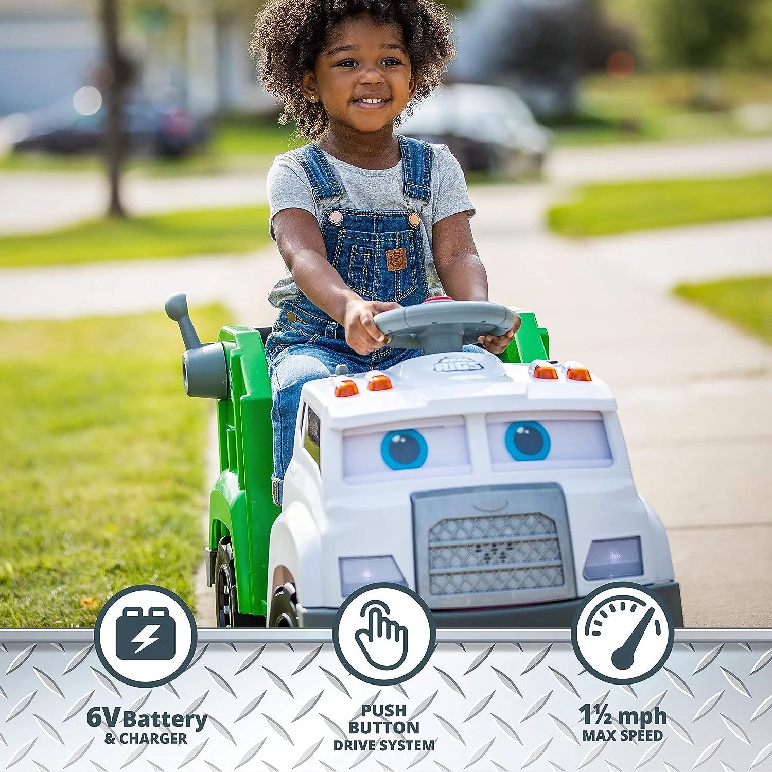 Toddler Recycling Truck Ride On Toy with 6 Volt Battery and Charger H89768