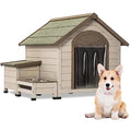 Gray Wooden Dog House with Sloped Roof V64866