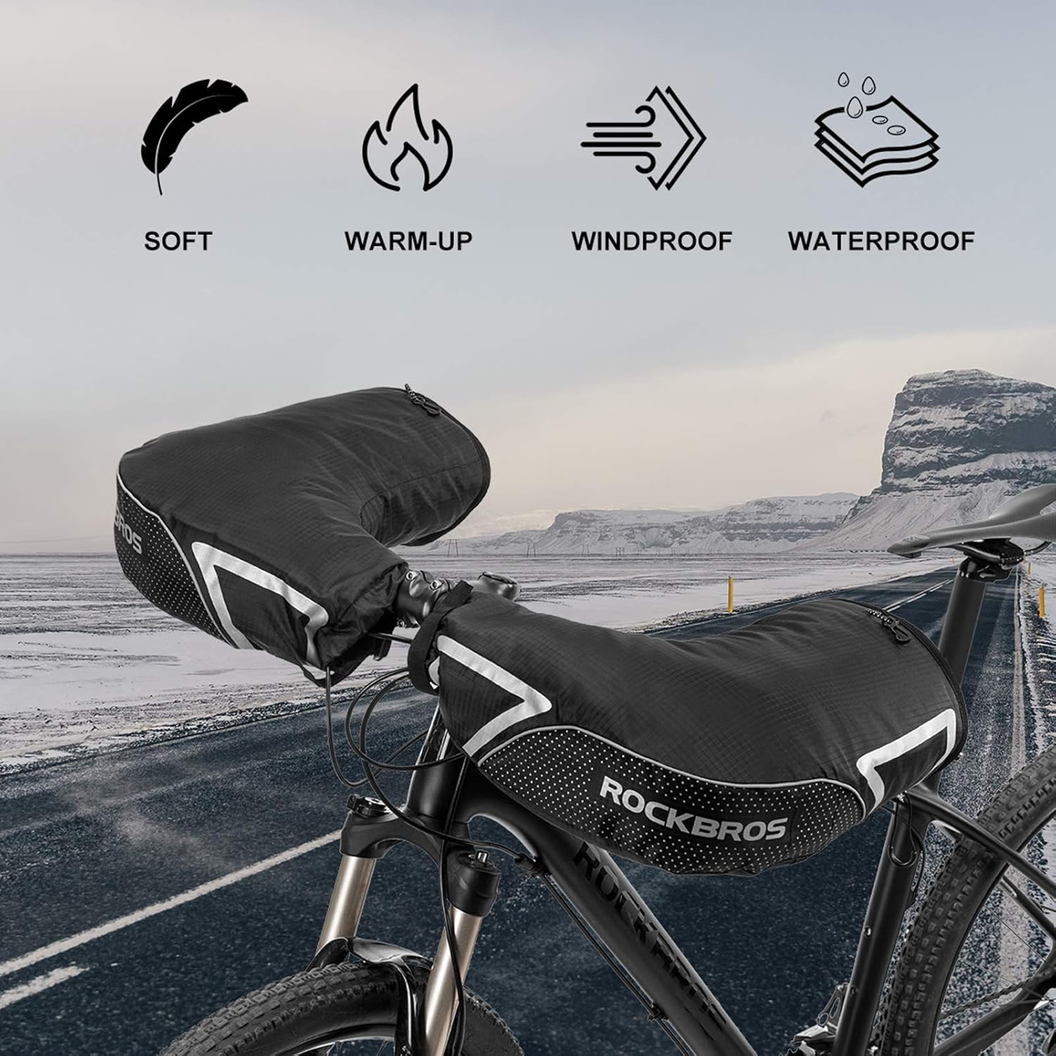 Handlebar Mittens Mountain Bike Bicycle Bar Mitts Winter Cycling Jackets H465