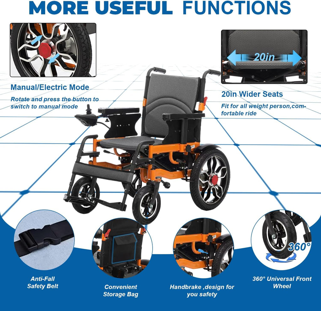 20in Width Lightweight Foldable Electric Wheelchair J43310