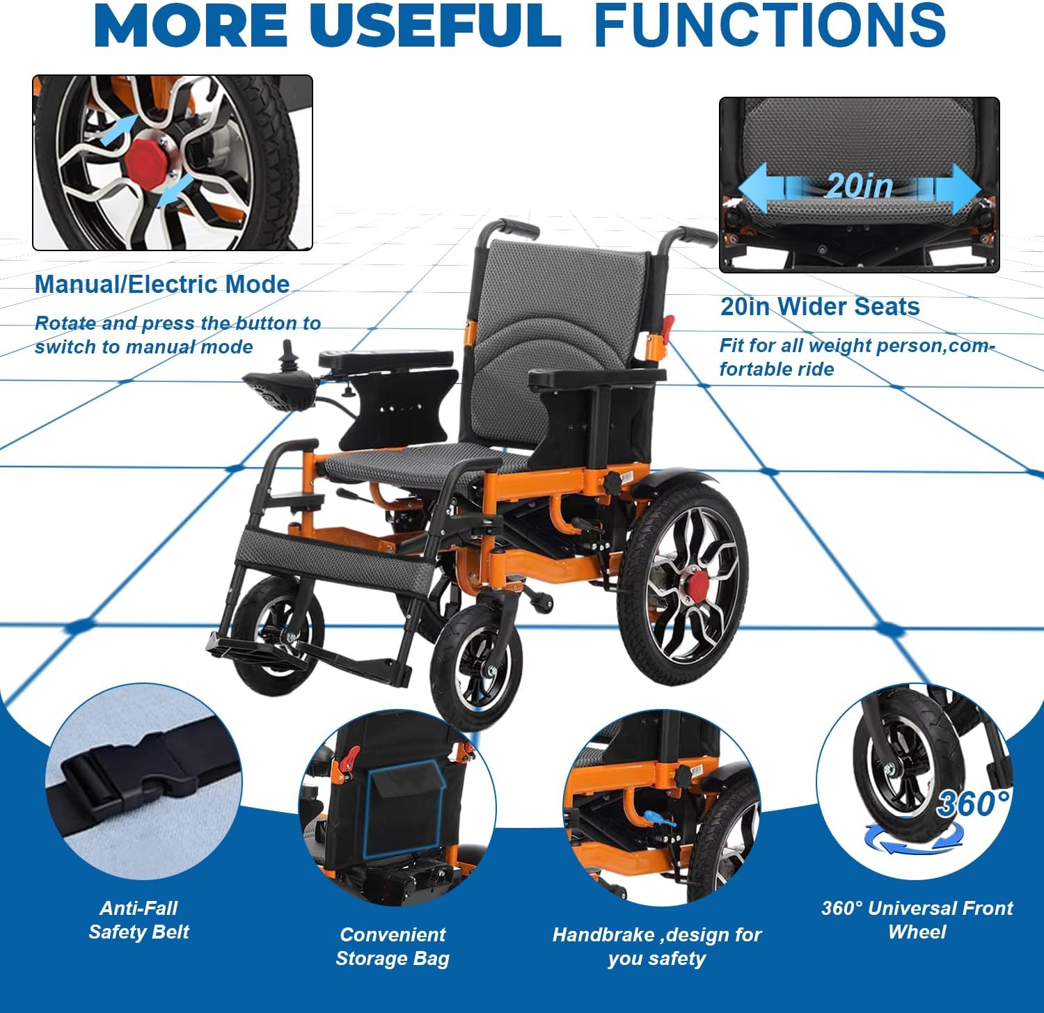 20in Width Lightweight Foldable Electric Wheelchair J43310