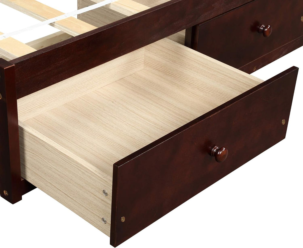 Cherry Wood Platform Bed Frame With 3 Drawers A9963