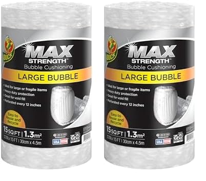 Large Bubble Wrap Roll, 5/16" Bubble Cushioning Wrap, Perforated Every 12", 12" x 15', Pack of 2 R468