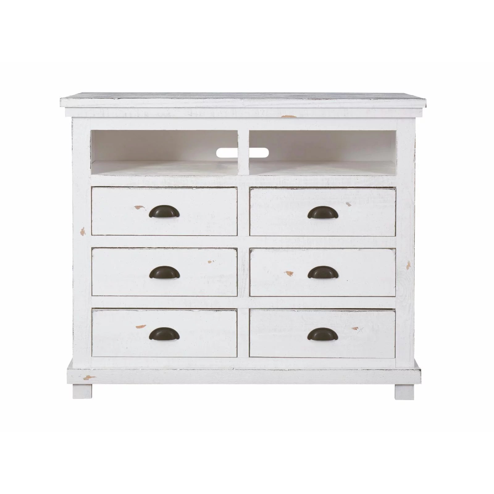 6 Drawer Media Chest in Distressed Pine Y288