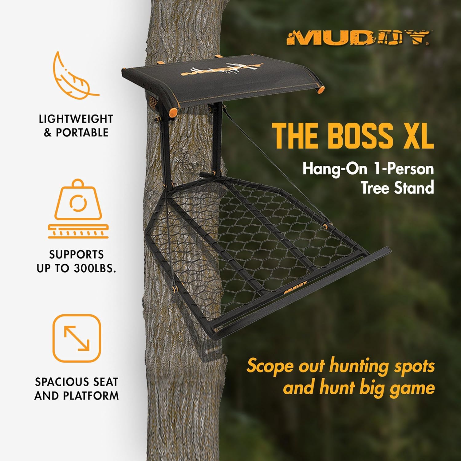 Durable Weather-Resistant Outdoor Hunting Tree Stand with Fixed Footrest & Seat, 300 Pound Maximum Capacity R70326