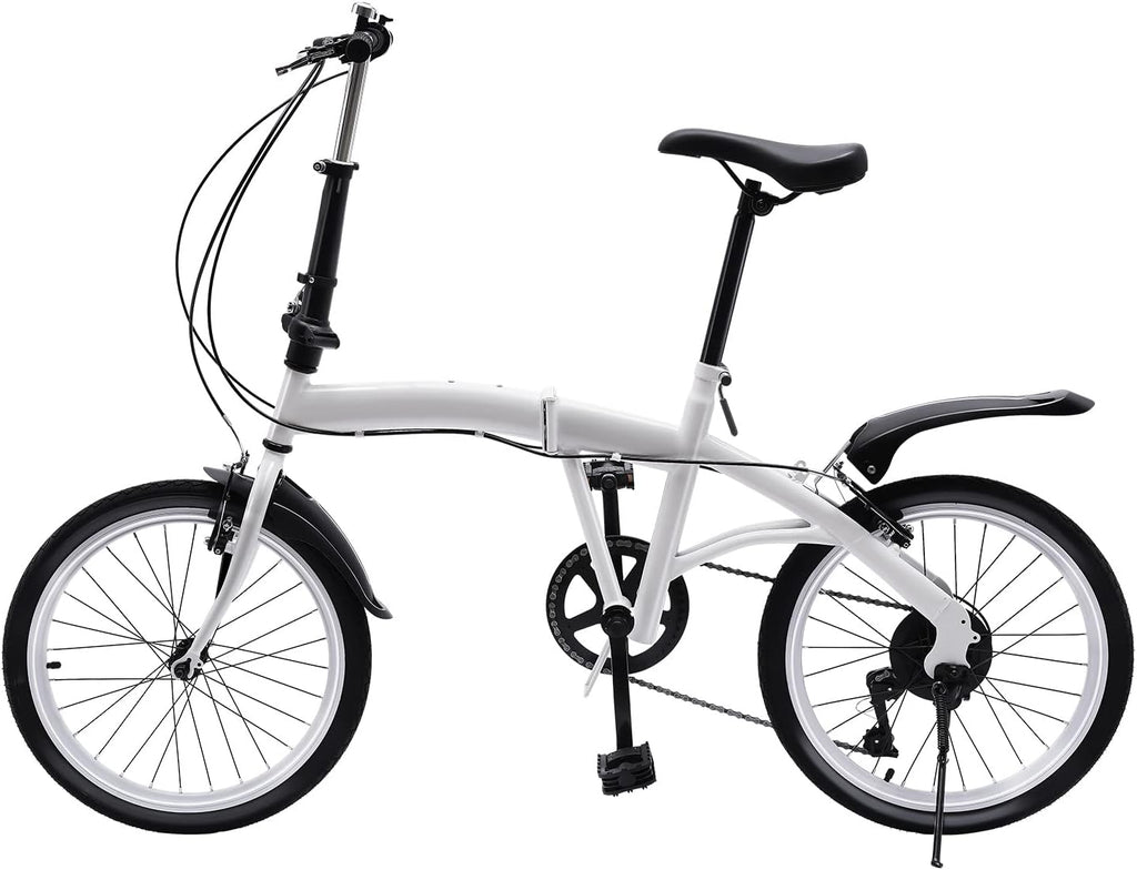 20" White Folding Bicycle with 7 Speed Shifter I852528