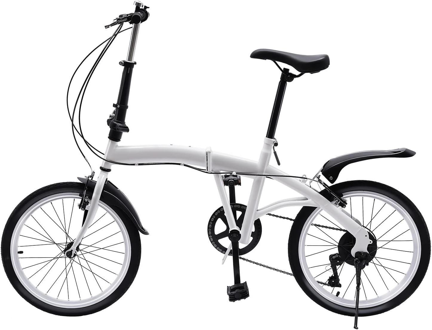 20" White Folding Bicycle with 7 Speed Shifter I852528