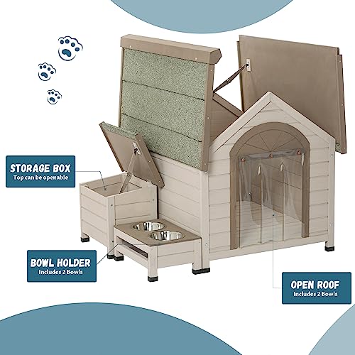 Gray Wooden Dog House with Sloped Roof V64866