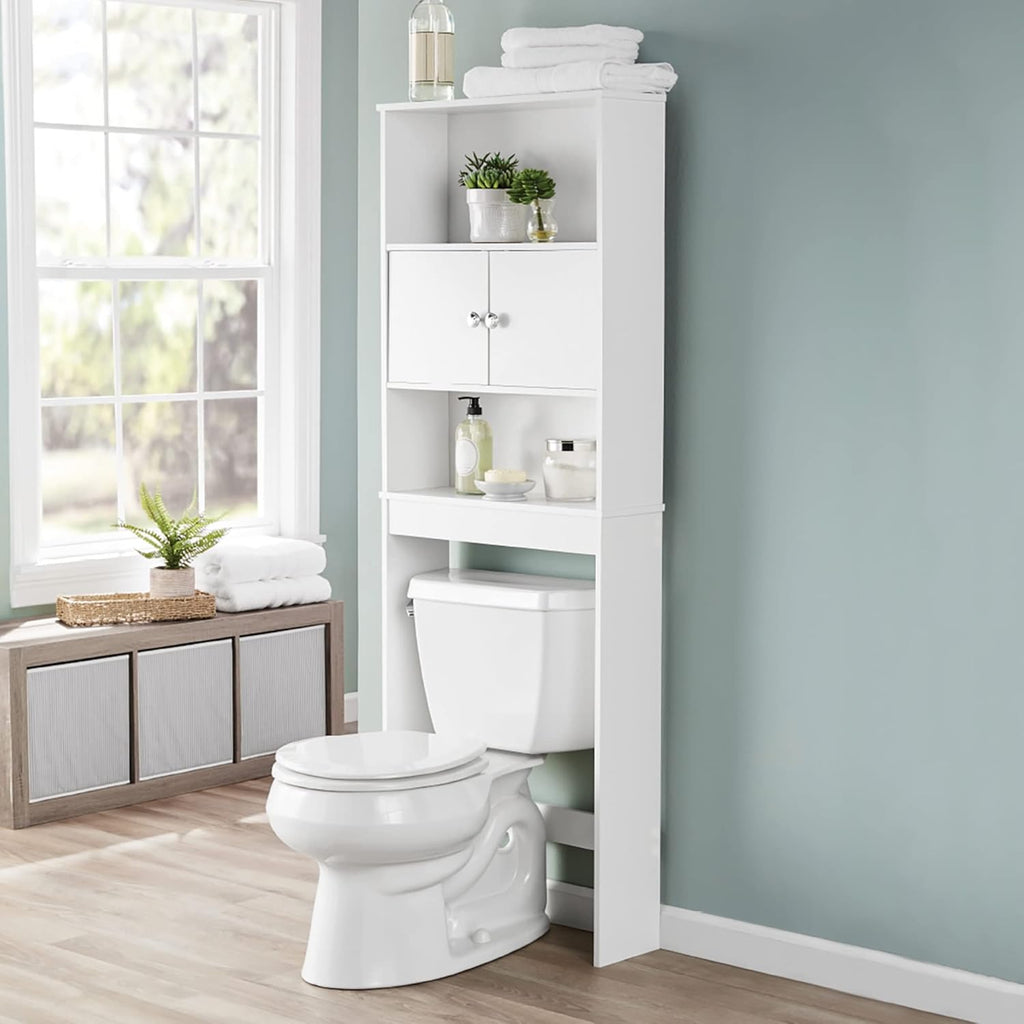 White 3 Fixed Shelves Bathroom Space Saver Cabinet S864
