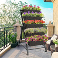 3.74FT Vertical Raised Garden Bed, 5 Tiers Elevated Garden Planters, Brown H25201