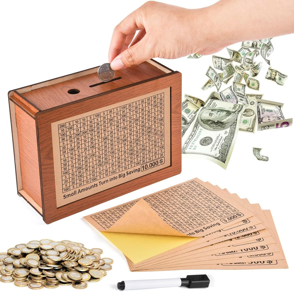 Wooden Money Saving Box with Counter H190