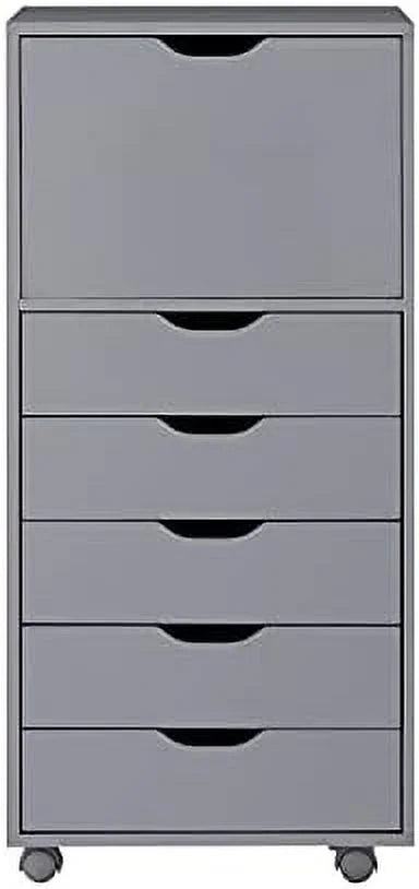 Distressed Black 6-Drawer File Cabinet on Wheels Z38946