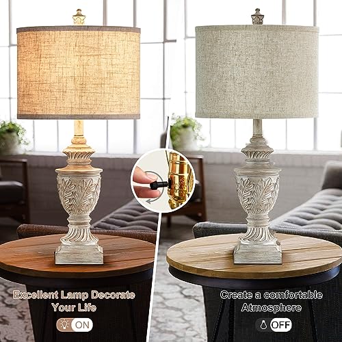 Set of 2 26" Rustic Resin Table Lamps with USB A/C Ports H22171