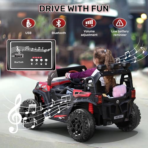 24V 4X4 Ride on Car Truck with Remote Control, 4WD/2WD Switchable Kids UTV, Blue B201