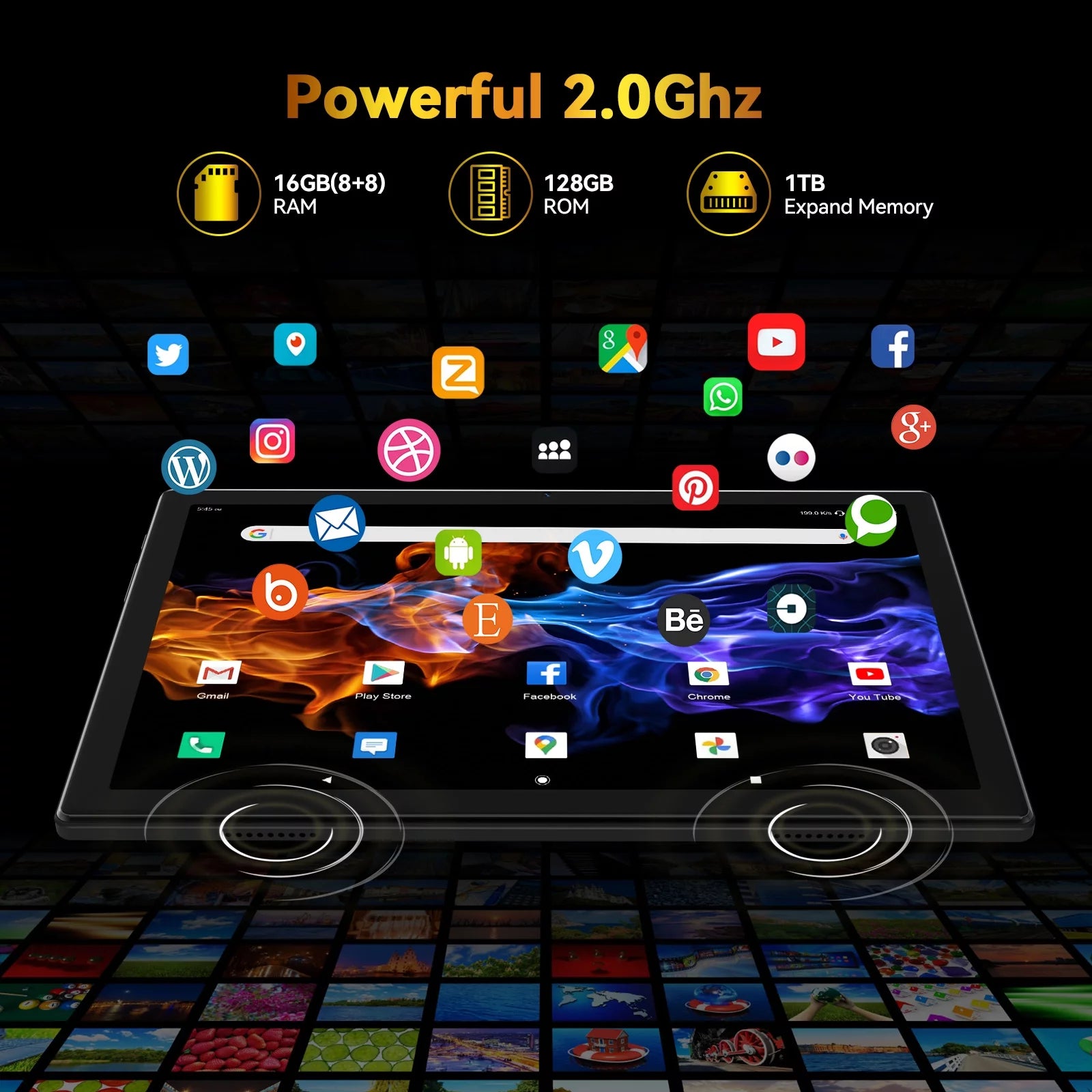 Black 10inch 128GB Android 12 Tablet with Keyboard I910585