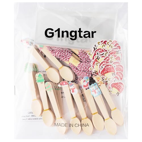 100 Set Christmas Disposable Wooden Spoons W736978
