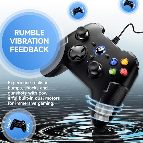 Wired Gaming Controller with Dual-Vibration Turbo and Trigger Buttons K17190