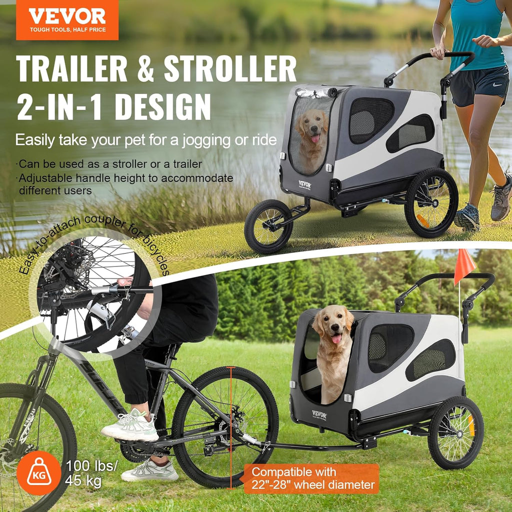 Black/Gray Dog Bike Trailer with Quick Release Wheels X348