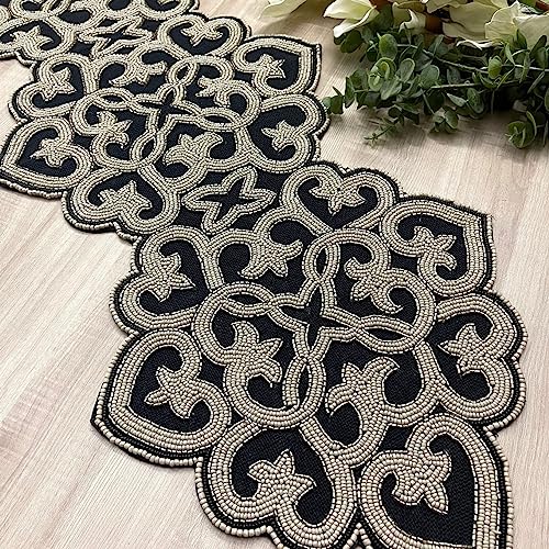 Handmade Beaded Table Runner 13x36 inches Multicolour Z9875