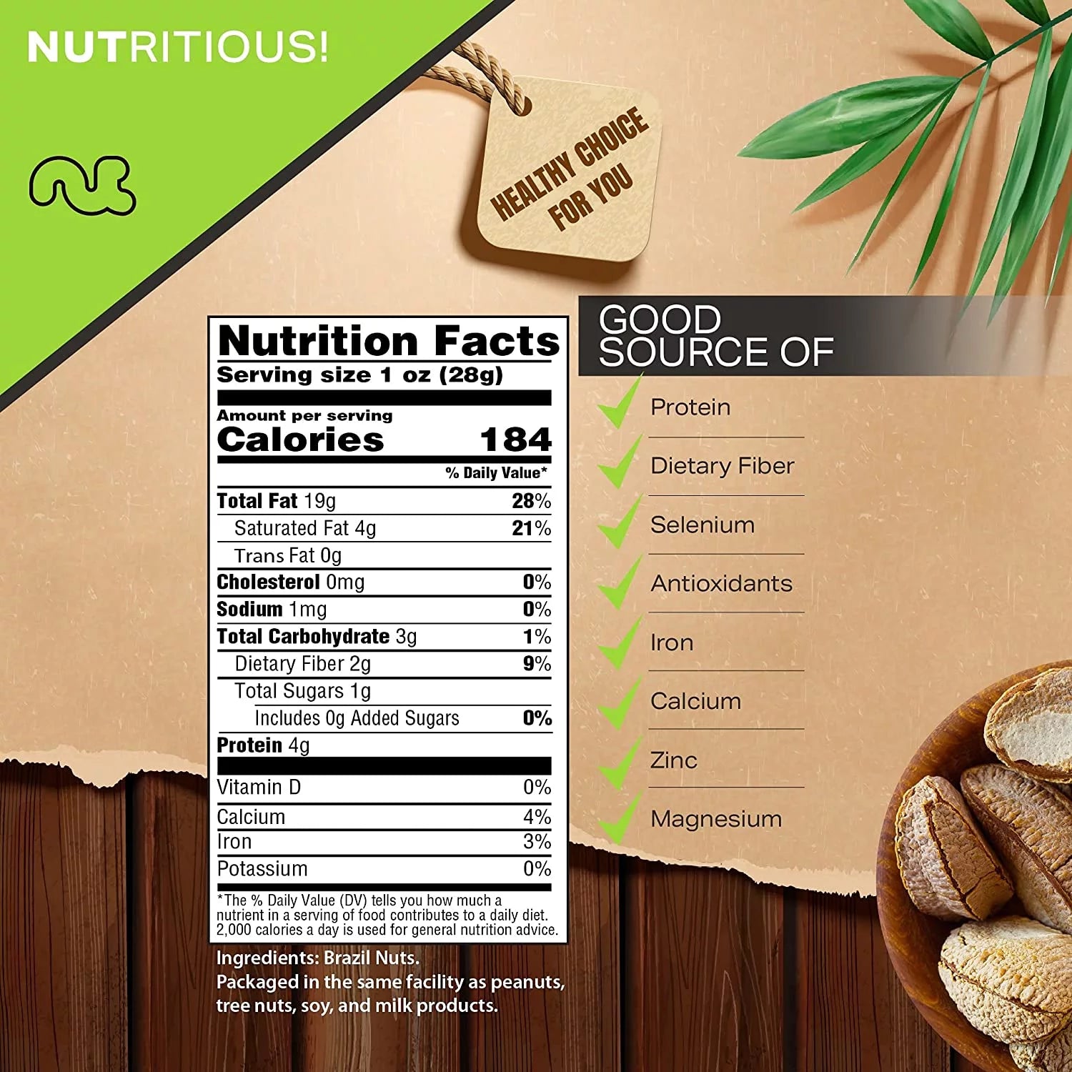 Raw In Shell Brazil Nuts 32oz H3543